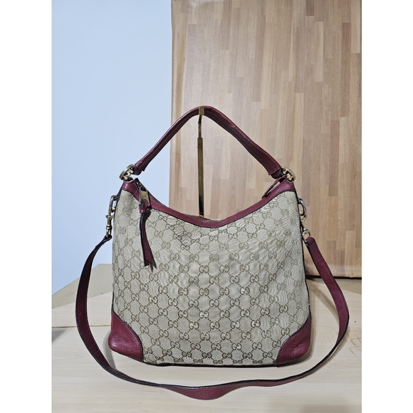 GUCCI GG Monogram Large Margaux Hobo Burgundy - Picture 6 of 12